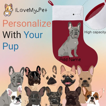 Load image into Gallery viewer, Personalized French Bulldog Large Christmas Stocking-Christmas Ornament-Christmas, French Bulldog, Home Decor, Personalized-Large Christmas Stocking-Christmas Red-One Size-1