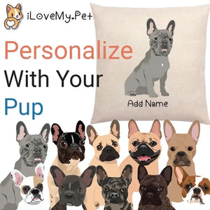 Personalized French Bulldog Linen Pillowcase-Home Decor-Dog Dad Gifts, Dog Mom Gifts, French Bulldog, Home Decor, Personalized, Pillows-Linen Pillow Case-Cotton-Linen-12"x12"-1