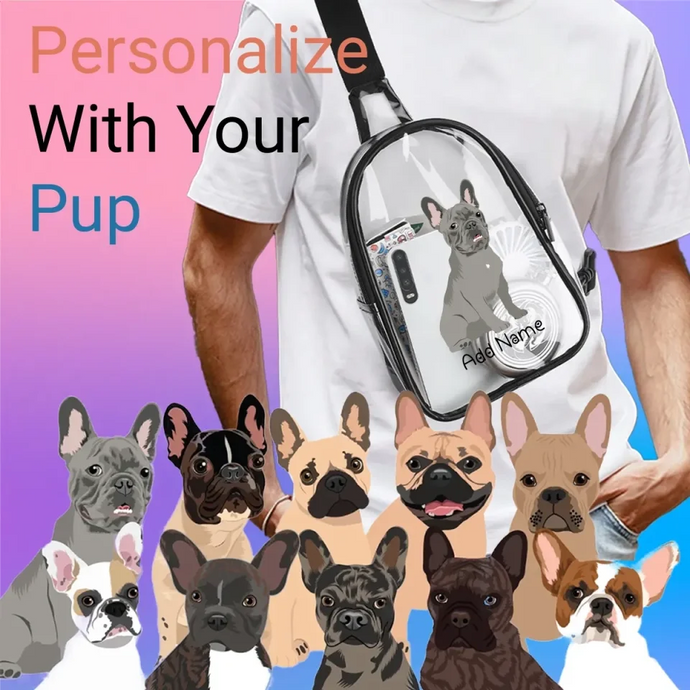 French Bulldogs transparent-sling-bag-multi