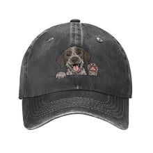Load image into Gallery viewer, Personalized German Longhaired Pointer Baseball Cap - Waving German Wirehaired Pointer Design - Match Your Dog's Coat Color-Hats &amp; Caps-Accessories,Baseball Caps,Dog Dad Gifts,Dog Mom Gifts,German Longhaired Pointer-Black-One Size-2