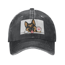 Load image into Gallery viewer, Personalized German Shepherd Baseball Cap - Waving German Shepherd Design - Match Your Dog's Coat Color-Hats &amp; Caps-Black-Black-One Size-57
