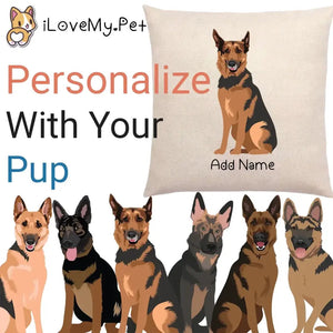 Personalized German Shepherd Linen Pillowcase-Home Decor-Dog Dad Gifts, Dog Mom Gifts, German Shepherd, Home Decor, Personalized, Pillows-Linen Pillow Case-Cotton-Linen-12"x12"-1