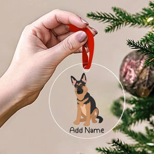 Personalized German Shepherd Love Christmas Tree Ornaments-Christmas Ornament-Christmas, German Shepherd, Personalized-Christmas Tree Ornaments-Transparent-3.5" or 8.9 cm-2