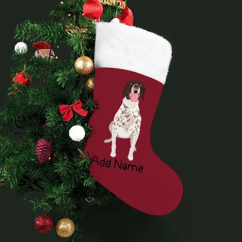 Personalized German Shorthair Pointer Large Christmas Stocking-Christmas Ornament-Christmas, German Pointer, Home Decor, Personalized-Large Christmas Stocking-Christmas Red-One Size-2