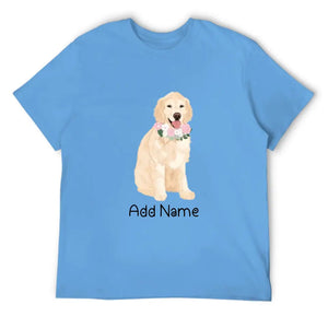 Personalized Golden Retriever Dad Cotton T Shirt-Apparel-Apparel, Dog Dad Gifts, Golden Retriever, Personalized, Shirt, T Shirt-Men's Cotton T Shirt-Sky Blue-Medium-2