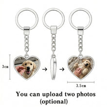 Load image into Gallery viewer, Personalized Golden Retriever Keychain - Heart Shaped - Double-Sided Glass-Key Chain-Accessories,Golden Retriever,Keychain,Upload Photo-2