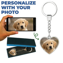 Load image into Gallery viewer, Personalized Golden Retriever Keychain - Heart Shaped - Double-Sided Glass-Key Chain-Accessories,Golden Retriever,Keychain,Upload Photo-1