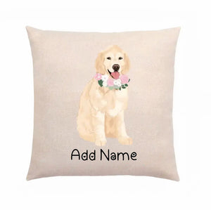 Personalized Golden Retriever Linen Pillowcase-Home Decor-Dog Dad Gifts, Dog Mom Gifts, Golden Retriever, Home Decor, Personalized, Pillows-Linen Pillow Case-Cotton-Linen-12"x12"-2