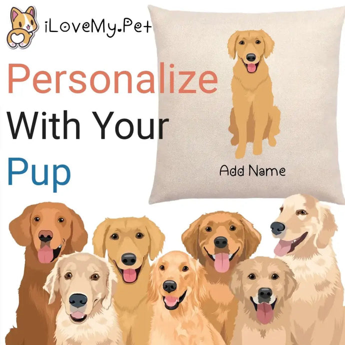 Personalized Golden Retriever Linen Pillowcase-Home Decor-Dog Dad Gifts, Dog Mom Gifts, Golden Retriever, Home Decor, Personalized, Pillows-1