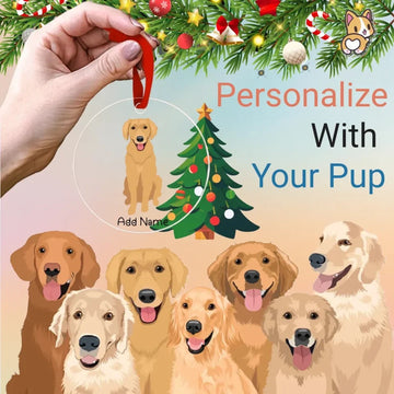 Personalized Golden Retriever Love Christmas Tree Ornaments 360x
