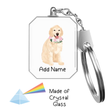 Load image into Gallery viewer, Personalized Golden Retriever Love Crystal Glass Keychain-Accessories-Golden Retriever-Crystal Keychain-Glass Crystal-One Size-2