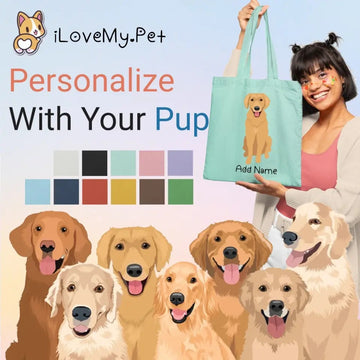 Personalized Golden Retriever Love Zippered Tote Bag 360x