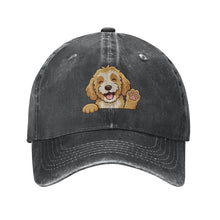 Load image into Gallery viewer, Personalized Goldendoodle Baseball Cap - Waving Goldendoodle Design - Match Your Dog's Coat Color-Hats &amp; Caps-Accessories,Baseball Caps,Dog Dad Gifts,Dog Mom Gifts,Goldendoodle-Black-One Size-2