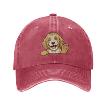 Load image into Gallery viewer, Personalized Goldendoodle Baseball Cap - Waving Goldendoodle Design - Match Your Dog's Coat Color-Hats &amp; Caps-Accessories,Baseball Caps,Dog Dad Gifts,Dog Mom Gifts,Goldendoodle-Red-One Size-1