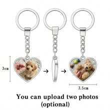 Load image into Gallery viewer, Personalized Goldendoodle Keychain - Heart Shaped - Double-Sided Glass-Key Chain-Accessories,Goldendoodle,Keychain,Upload Photo-2