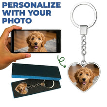 Load image into Gallery viewer, Personalized Goldendoodle Keychain - Heart Shaped - Double-Sided Glass-Key Chain-Accessories,Goldendoodle,Keychain,Upload Photo-4