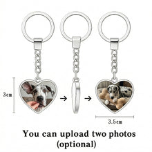 Load image into Gallery viewer, Personalized Great Dane Keychain - Heart Shaped - Double-Sided Glass-Key Chain-Accessories,Great Dane,Keychain,Upload Photo-2