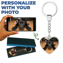 Load image into Gallery viewer, Personalized Great Dane Keychain - Heart Shaped - Double-Sided Glass-Key Chain-Accessories,Great Dane,Keychain,Upload Photo-4