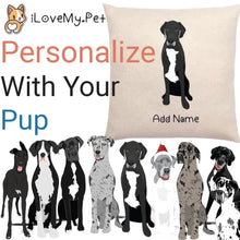 Load image into Gallery viewer, Personalized Great Dane Linen Pillowcase-Home Decor-Dog Dad Gifts, Dog Mom Gifts, Great Dane, Home Decor, Personalized, Pillows-Linen Pillow Case-Cotton-Linen-12&quot;x12&quot;-1