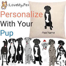 Load image into Gallery viewer, Personalized Great Dane Linen Pillowcase-Home Decor-Dog Dad Gifts, Dog Mom Gifts, Great Dane, Home Decor, Personalized, Pillows-1