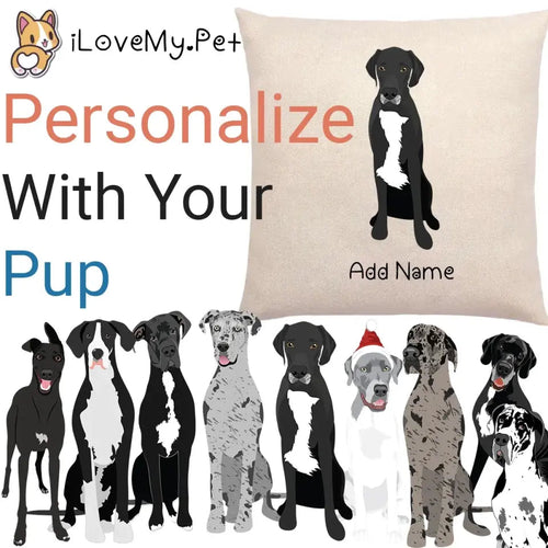 Personalized Great Dane Linen Pillowcase-Home Decor-Dog Dad Gifts, Dog Mom Gifts, Great Dane, Home Decor, Personalized, Pillows-1