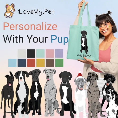 Personalized Great Dane Love Zippered Tote Bag-Accessories-Accessories, Bags, Dog Mom Gifts, Great Dane, Personalized-1