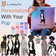 Load image into Gallery viewer, Personalized Great Dane Soft Plush Pillowcase-Home Decor-Christmas, Dog Dad Gifts, Dog Mom Gifts, Great Dane, Home Decor, Personalized, Pillows-1
