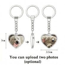 Load image into Gallery viewer, Personalized Great Pyrenees Keychain - Heart Shaped - Double-Sided Glass-Key Chain-Accessories,Great Pyrenees,Keychain,Upload Photo-2