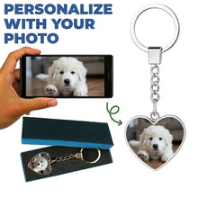 Load image into Gallery viewer, Personalized Great Pyrenees Keychain - Heart Shaped - Double-Sided Glass-Key Chain-Accessories,Great Pyrenees,Keychain,Upload Photo-4