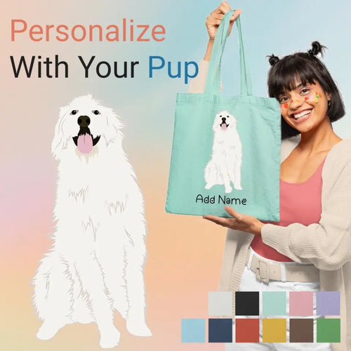 Personalized Great Pyrenees Love Zippered Tote Bag-Accessories-Accessories, Bags, Dog Mom Gifts, Great Pyrenees, Personalized-1