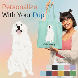 Personalized Great Pyrenees Love Zippered Tote Bag-Accessories-Accessories, Bags, Dog Mom Gifts, Great Pyrenees, Personalized-1