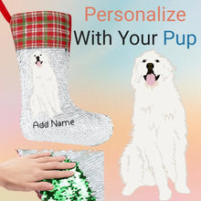 Load image into Gallery viewer, Personalized Great Pyrenees Shiny Sequin Christmas Stocking-Christmas Ornament-Christmas, Great Pyrenees, Home Decor, Personalized-Sequinned Christmas Stocking-Sequinned Silver White-One Size-1