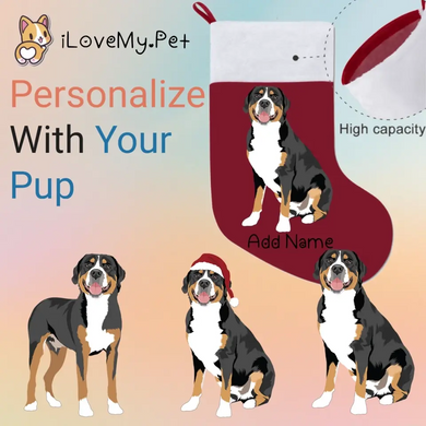 Personalized Greater Swiss Mountain Dog Large Christmas Stocking-Christmas Ornament-Christmas, Greater Swiss Mountain Dog, Home Decor, Personalized-Large Christmas Stocking-Christmas Red-One Size-1