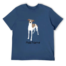 Load image into Gallery viewer, Personalized Greyhound / Whippet Dad Cotton T Shirt-Apparel-Apparel, Dog Dad Gifts, Greyhound, Personalized, Shirt, T Shirt, Whippet-Men&#39;s Cotton T Shirt-Navy Blue-Medium-12