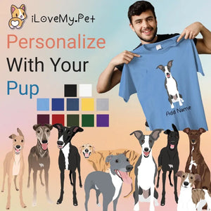 Personalized Greyhound / Whippet Dad Cotton T Shirt-Apparel-Apparel, Dog Dad Gifts, Greyhound, Personalized, Shirt, T Shirt, Whippet-1