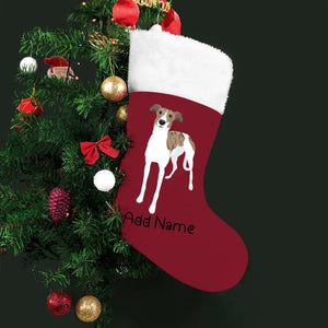 Personalized Greyhound / Whippet Large Christmas Stocking-Christmas Ornament-Christmas, Greyhound, Home Decor, Personalized, Whippet-Large Christmas Stocking-Christmas Red-One Size-2