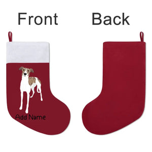 Personalized Greyhound / Whippet Large Christmas Stocking-Christmas Ornament-Christmas, Greyhound, Home Decor, Personalized, Whippet-Large Christmas Stocking-Christmas Red-One Size-3