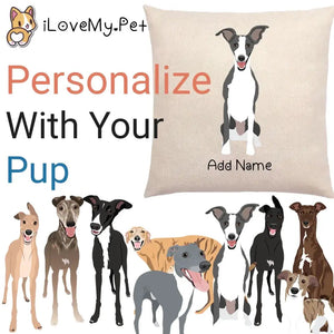 Personalized Greyhound / Whippet Linen Pillowcase-Home Decor-Dog Dad Gifts, Dog Mom Gifts, Greyhound, Home Decor, Personalized, Pillows, Whippet-Linen Pillow Case-Cotton-Linen-12"x12"-1