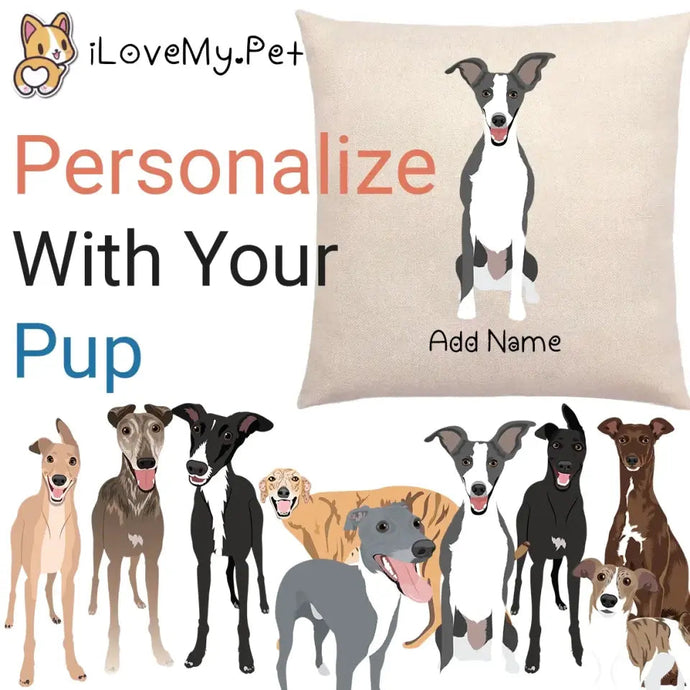 Personalized Greyhound / Whippet Linen Pillowcase-Home Decor-Dog Dad Gifts, Dog Mom Gifts, Greyhound, Home Decor, Personalized, Pillows, Whippet-1