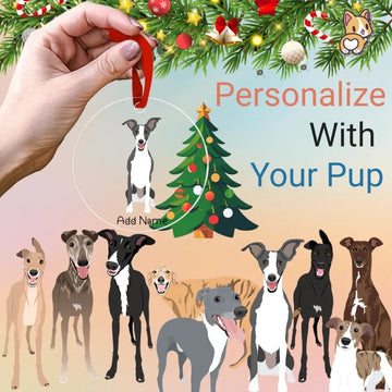 Personalized Greyhound Whippet Love Christmas Tree Ornaments 360x
