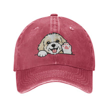 Load image into Gallery viewer, Personalized Havanese Baseball Cap - Waving Havanese Design - Match Your Dog's Coat Color-Hats &amp; Caps-Accessories,Baseball Caps,Dog Dad Gifts,Dog Mom Gifts,Havanese-Red-One Size-1