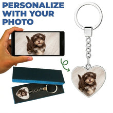 Load image into Gallery viewer, Personalized Havanese Keychain - Heart Shaped - Double-Sided Glass-Key Chain-Accessories,Havanese,Keychain,Upload Photo-4