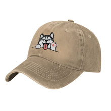 Load image into Gallery viewer, Personalized Husky Baseball Cap - Waving Husky Design - Match Your Dog's Coat Color-Hats &amp; Caps-44