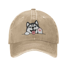 Load image into Gallery viewer, Personalized Husky Baseball Cap - Waving Husky Design - Match Your Dog's Coat Color-Hats &amp; Caps-Red-Natural-One Size-6