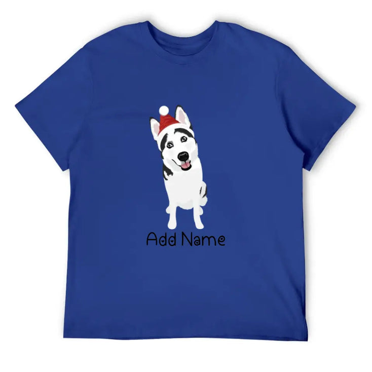 Personalized Husky Dad Cotton T Shirt-Apparel-Apparel, Dog Dad Gifts, Personalized, Shirt, Siberian Husky, T Shirt-Men's Cotton T Shirt-Blue-Medium-11