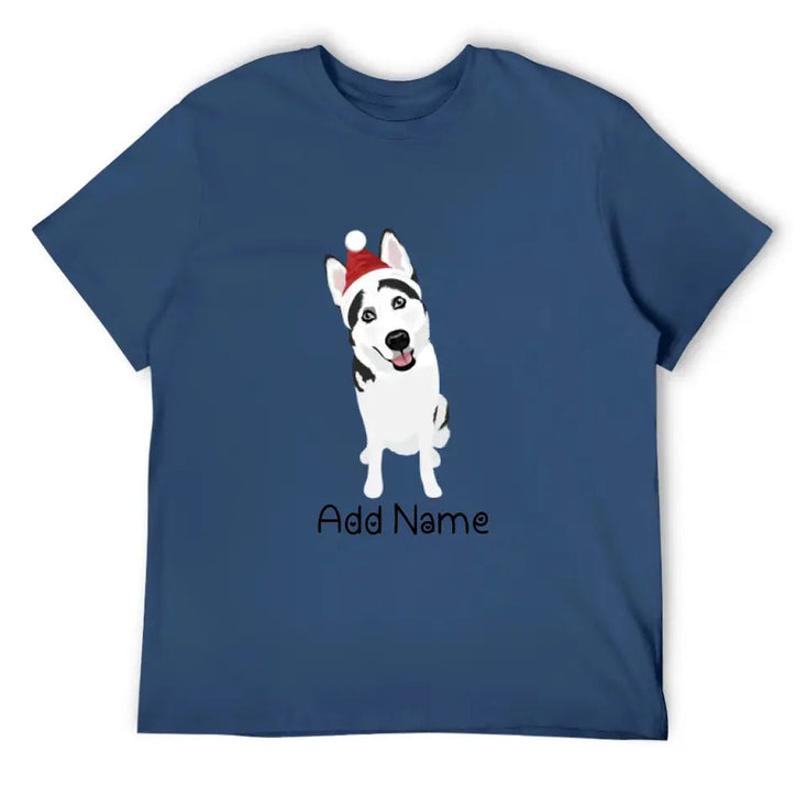 Personalized Husky Dad Cotton T Shirt-Apparel-Apparel, Dog Dad Gifts, Personalized, Shirt, Siberian Husky, T Shirt-Men's Cotton T Shirt-Navy Blue-Medium-12