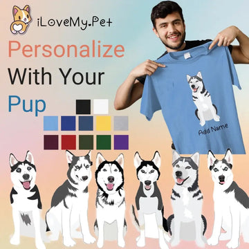 Personalized Husky Dad Cotton T Shirt 360x