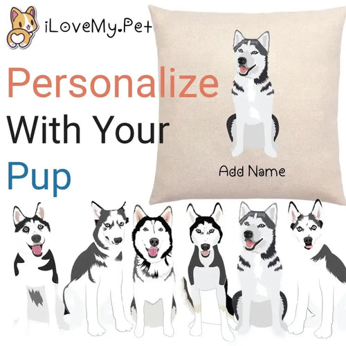 Personalized Husky Linen Pillowcase-Home Decor-Dog Dad Gifts, Dog Mom Gifts, Home Decor, Personalized, Pillows, Siberian Husky-1