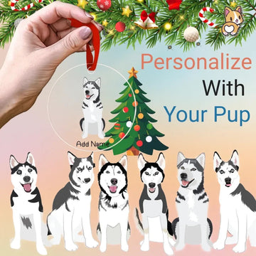 Personalized Husky Love Christmas Tree Ornaments 360x