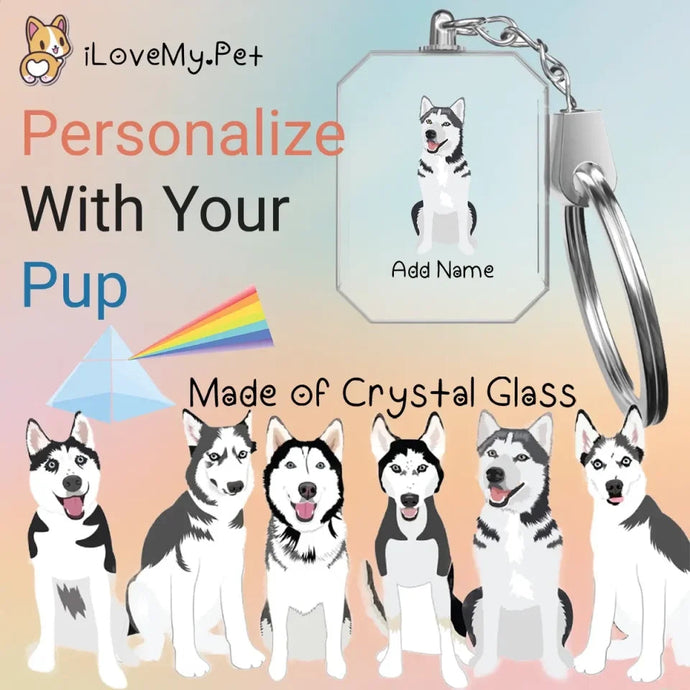 huskies crystal-keychain-multi